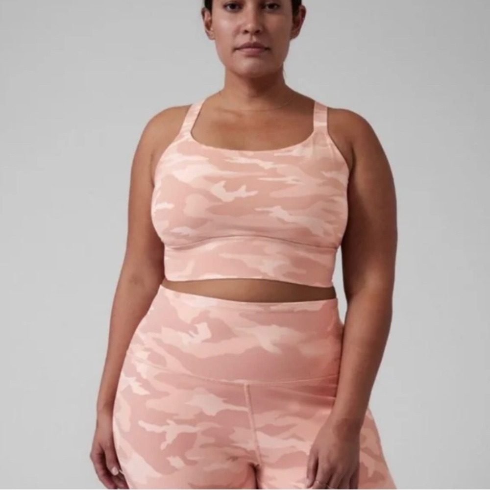 Athleta Pink Camo Warrior Longline Sports Bra Plus Size 3x D DD+ Powervita $59